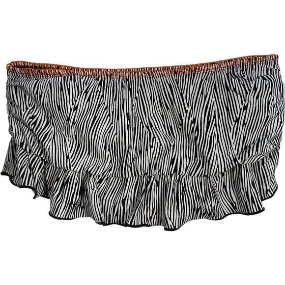 Kenneth Cole Reaction Swim Skirt SZ S Zebra Ruffle Ruched Croquette Mini Bottoms - Picture 2 of 7